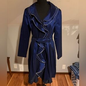Samuel Dong Navy Ruffled coat